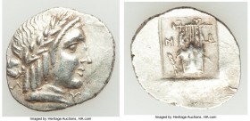LYCIAN LEAGUE. Masicytes. Ca. 48-20 BC. AR hemidrachm (16mm, 1.80 gm, 11h). XF. Series 5. Laureate head of Apollo right; Λ-Y below / M-A, cithara (lyr...