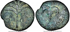 JUDAEA. Bar Kochba Revolt (AD 132-135). AE middle bronze (25mm, 6h). NGC VF. Year 2 (AD 133/4). Sma (abbreviating Simon in Paleo-Hebrew), seven-branch...