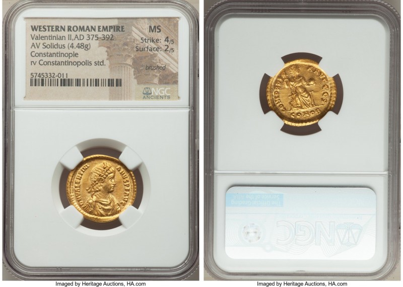 Valentinian II, Western Roman Empire (AD 375-392). AV solidus (21mm, 4.48 gm, 5h...