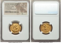 Theodosius I, Eastern Roman Empire (AD 379-395). AV solidus (22mm, 4.45 gm, 12h). NGC AU 5/5 - 3/5, brushed. Constantinople, 3rd officina, AD 383-388....