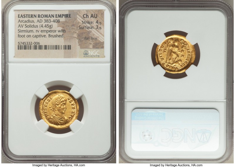 Arcadius, Eastern Roman Empire (AD 383-408). AV solidus (20mm, 4.45 gm, 7h). NGC...