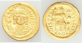 Justin II (AD 565-578). AV solidus (20mm, 4.33 gm, 6h). VF, clipped, marks. Constantinople, 10th officina. D N I-VSTI-NVS PP AVG, cuirassed bust of Ju...