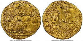 Constantine VI and Irene (AD 787-797), with Leo III, Constantine V, and Leo IV. AV solidus (20mm, 4.44 gm, 6h). NGC AU 3/5 - 4/5. Constantinople, AD 7...