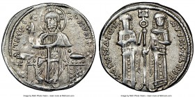 Andronicus II Palaeologus and Michael IX (AD 1294-1320). Anonymous Issue. AR basilicon (22mm, 5h). NGC Choice XF. Constantinople, AD 1304-1320. KYPIЄ-...