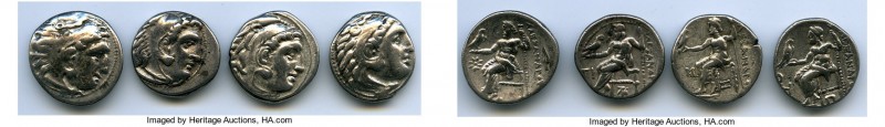 ANCIENT LOTS. Greek. Macedonian Kingdom. Ca. 336-323 BC. Lot of four (4) AR drac...