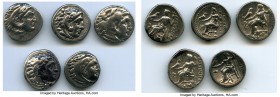 ANCIENT LOTS. Greek. Macedonian Kingdom. Ca. 336-317 BC. Lot of five (5) AR drachms. About VF-VF. Includes: (4) Alexander III the Great (336-323 BC), ...