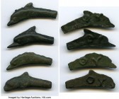 ANCIENT LOTS. Greek. Scythia. Olbia. Ca. 437-410 BC. Lot of four (4) cast AE dolphins. XF. Includes: Dolphin with large eye and central spine. Lot of ...
