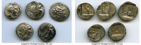 ANCIENT LOTS. Greek. Lycian League. Ca. 48-20 BC. Lot of five (5) AR hemidrachms. Choice XF. Includes: (5) Masicytes. Laureate head of Apollo right / ...