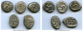 ANCIENT LOTS. Greek. Pamphylia. Aspendus. Ca. mid-5th century BC. Lot of five (5) AR staters. VG-Fine. Includes: Hoplite and triskeles. Five (5) coins...