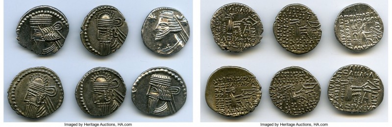 ANCIENT LOTS. Greek. Parthian Kingdom. Lot of six (6) AR drachms. AU. Includes: ...