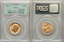 George V gold Sovereign 1911-C MS62 PCGS, Ottawa mint, KM20. AGW 0.2355 oz.

HID09801242017