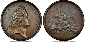 Louis XIV bronze "Liberation of Quebec" Medal 1690-Dated MS63 Brown NGC, Lec-2. 41mm. By J. Mauger. A splendid example of this relatively rare colonia...