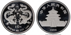 People's Republic silver Proof "Year of the Dragon" 10 Yuan (1 oz) 1988 PR68 Deep Cameo PCGS, KM-A193. Mintage: 20,000. Year of the Dragon Issue. Incl...