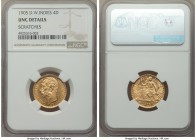 Danish Colony. Christian IX gold 4 Daler (20 Francs) 1905-(h) UNC Details (Scratches) NGC, Copenhagen mint, KM72. Being a scarcer type, although unfor...
