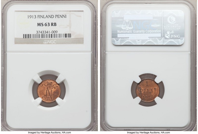 Russian Duchy. Nicholas II 3-Piece Lot of Certified Minors NGC, 1) Penni 1913 - ...