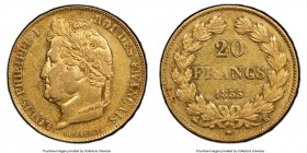 Louis Philippe I gold 20 Francs 1835-B AU53 PCGS, Rouen mint, KM750.2, Gad-1031. AGW 0.1867 oz.

HID09801242017
