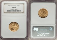 Republic gold 20 Francs 1871-A MS64 NGC, Paris mint, KM825. AGW 0.1867 oz.

HID09801242017