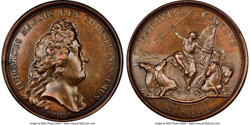 Louis XIV bronze "Retaking of Cayenne" Medal 1676-Dated MS63 Brown NGC, Lec-2. 4...
