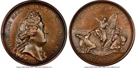 Louis XIV bronze "Retaking of Cayenne" Medal 1676-Dated MS63 Brown NGC, Lec-2. 41mm. By J. Mauger. Showcasing a glossy, antique wood color with a mino...