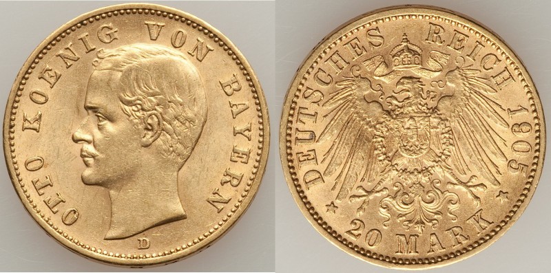 Bavaria. Otto gold 20 Mark 1905-D AU, Munich mint, KM920. 22mm. 7.95gm.

HID0980...