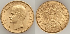 Bavaria. Otto gold 20 Mark 1905-D AU, Munich mint, KM920. 22mm. 7.95gm.

HID09801242017