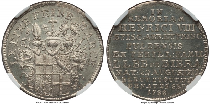 Fulda. Heinrich VII 20 Kreuzer 1788 MS66 Prooflike NGC, KM146. The watery surfac...