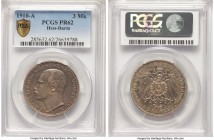Hesse-Darmstadt. Ernst Ludwig Proof 3 Mark 1910-A PR62 PCGS, Berlin mint, KM375. Glossy surfaces and original patina.

HID09801242017