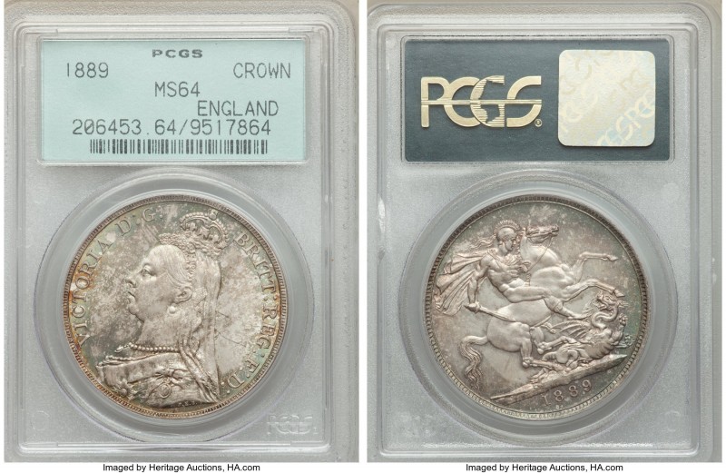 Victoria Crown 1889 MS64 PCGS, KM765, S-3921. Exhibiting captivating mottled pat...