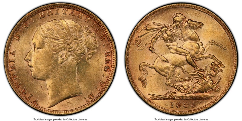 Victoria gold Sovereign 1884 MS61 PCGS, KM752, S-3856F. AGW 0.2355 oz.

HID09801...