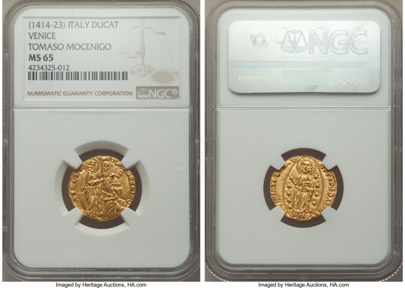 Venice. Tomaso Mocenigo gold Ducat ND (1414-1423) MS65 NGC, CNI-VIIa.20. TOM • M...