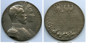 Nicholas II silvered-bronze "Visit of Nicholas and Alexandra to Paris" Medal 1896 AU, Diakov-1212.1var. (R1; Unlisted with silver plating). 67mm. 146....