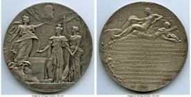 Nicholas II silver-plated bronze "Paris Alexander III Bridge Foundation Stone Laying" Medal 1900 AU, cf. Diakov-1320.1 (R1; Unlisted in silvered bronz...