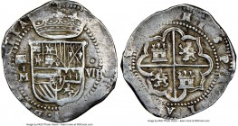 Philip II Cob 8 Reales ND (1556-1598) (Aqueduct)-IM XF45 NGC, Segovia mint, Cal-167. 25.18gm. A comparatively very nice example of this cob type, the ...
