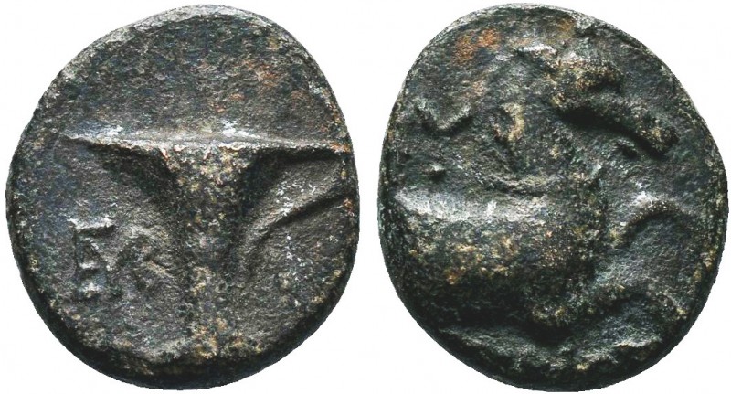 AEOLIS.Kyme.350-250 BC. AE Bronze

Condition: Very Fine

Weight: 2.0 gr
Diameter...