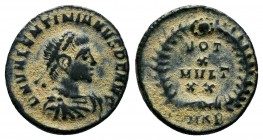 Valentinian II; 375-392 AD,

Condition: Very Fine

Weight: 1.4 gr
Diameter: 14 mm