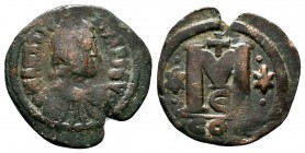 Justinian I. AE Follis, 527-565 AD,

Condition: Very Fine

Weight: 19.2 gr
Diameter: 37 mm