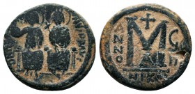 Justin II , with Sophia (565-578 AD). AE Follis

Condition: Very Fine

Weight: 13.0 gr
Diameter: 26 mm