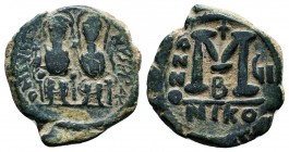 Justin II , with Sophia (565-578 AD). AE Follis

Condition: Very Fine

Weight: 15.0 gr
Diameter: 31 mm