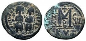 Justin II , with Sophia (565-578 AD). AE Follis

Condition: Very Fine

Weight: 11.5 gr
Diameter: 28 mm