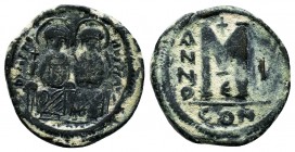Justin II , with Sophia (565-578 AD). AE Follis

Condition: Very Fine

Weight: 14.5 gr
Diameter: 29 mm