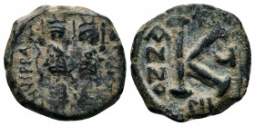 Justin II , with Sophia (565-578 AD). AE Half Follis

Condition: Very Fine

Weight: 6.4 gr
Diameter: 23 mm