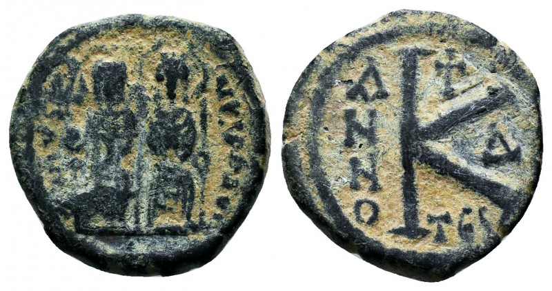 Justin II , with Sophia (565-578 AD). AE Half Follis

Condition: Very Fine

Weig...