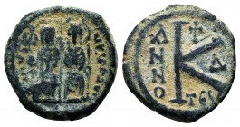 Justin II , with Sophia (565-578 AD). AE Half Follis

Condition: Very Fine

Weight: 4.8 gr
Diameter: 20 mm