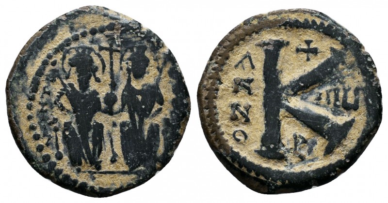 Justin II , with Sophia (565-578 AD). AE Half Follis

Condition: Very Fine

Weig...