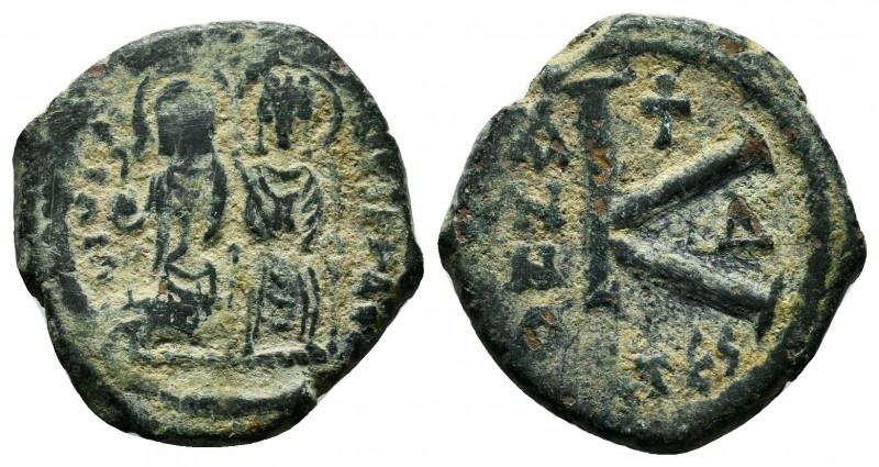 Justin II , with Sophia (565-578 AD). AE Half Follis

Condition: Very Fine

Weig...