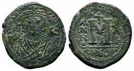 Maurice Tiberius (582-602), Ae Follis,

Condition: Very Fine

Weight: 11.6 gr
Diameter: 29 mm