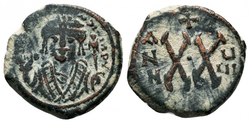 Maurice Tiberius (582-602), Ae Half Follis,

Condition: Very Fine

Weight: 6.4 g...