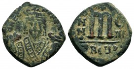 Maurice Tiberius (582-602), Ae Follis,

Condition: Very Fine

Weight: 9.6 gr
Diameter: 26.4 gr