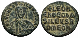 Leo VI the Wise, (A.D. 886-912), AE follis

Condition: Very Fine

Weight: 7.0 gr
Diameter: 25 mm