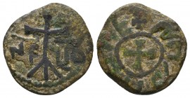 CILICIAN ARMENIA. Baronial. Toros I, 1100-1123 A.D. AE Pogh (3.75 gms).
AVC-246. Cross pattee; Reverse: long cross pattee with three legs. VERY RARE. ...